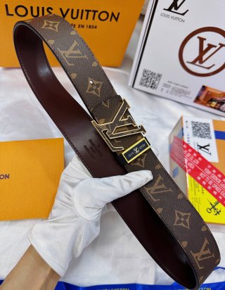 Louis Vuitton LV Monogram Canvas Belt - Gold Buckle view 5