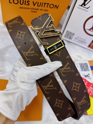 Louis Vuitton LV Monogram Canvas Belt - Gold Buckle view 6