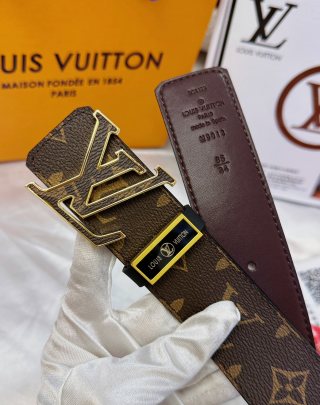 Louis Vuitton LV Monogram Canvas Belt - Gold Buckle view 7