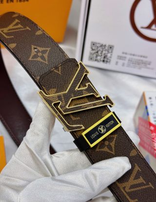 Louis Vuitton LV Monogram Canvas Belt - Gold Buckle view 8