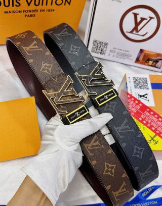 Louis Vuitton LV Monogram Canvas Belt - Gold Buckle view 9
