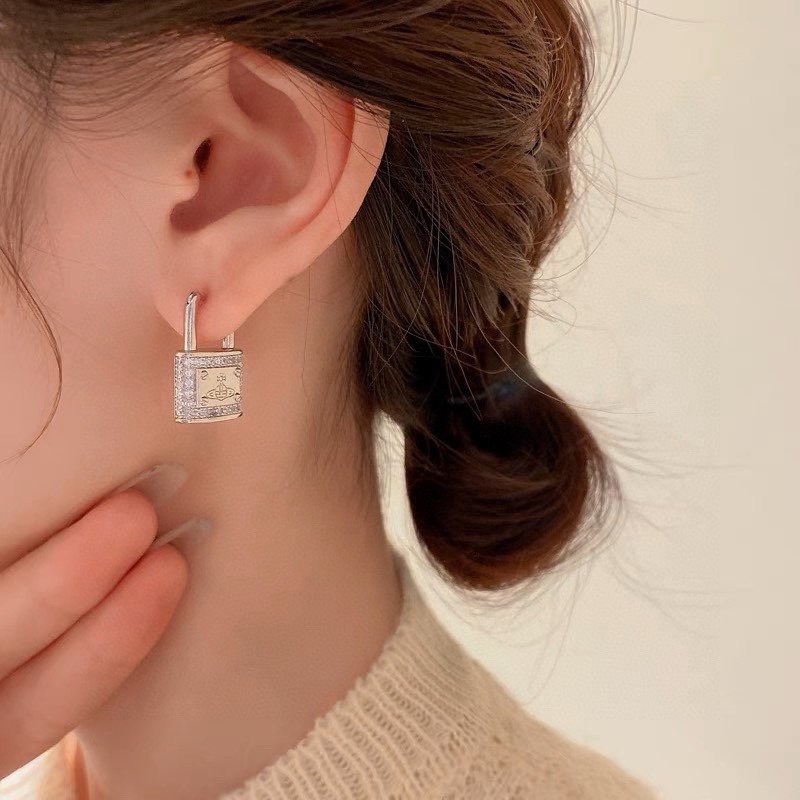 Vivienne Westwood Orb Lock Silver Drop Earrings