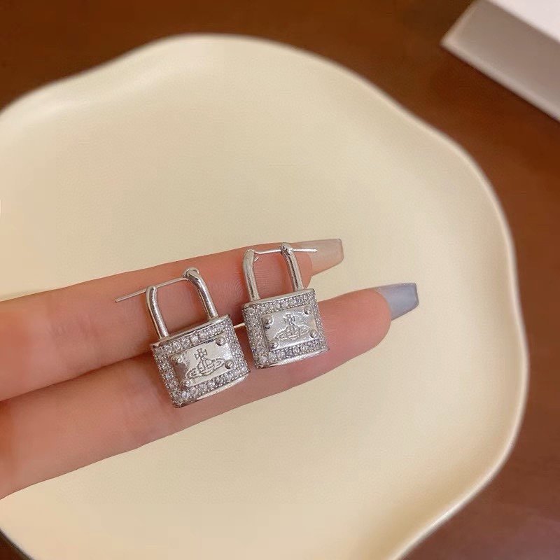 Vivienne Westwood Orb Lock Silver Drop Earrings view