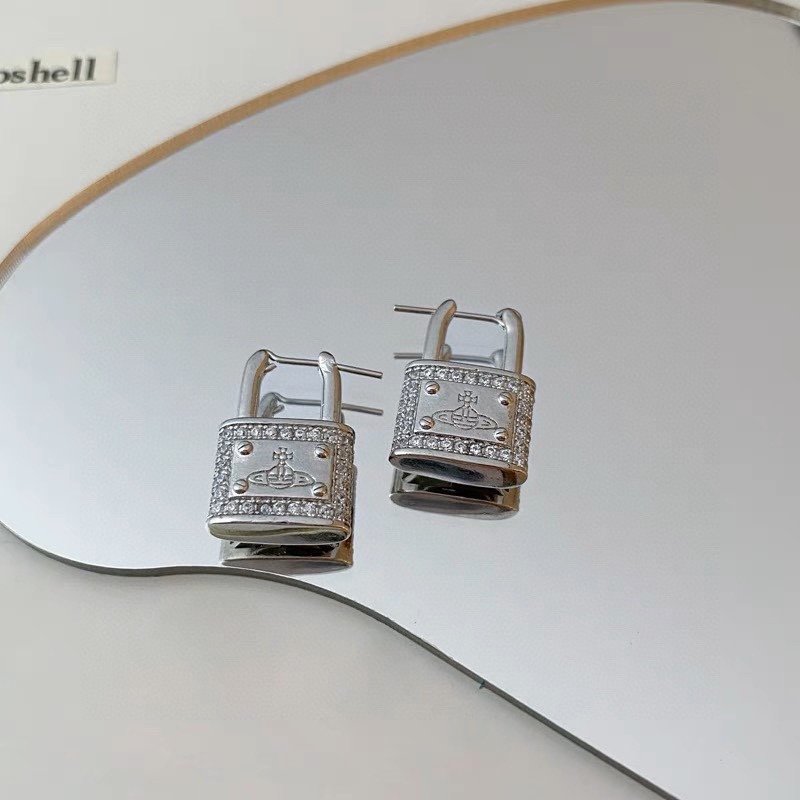 Vivienne Westwood Orb Lock Silver Drop Earrings view