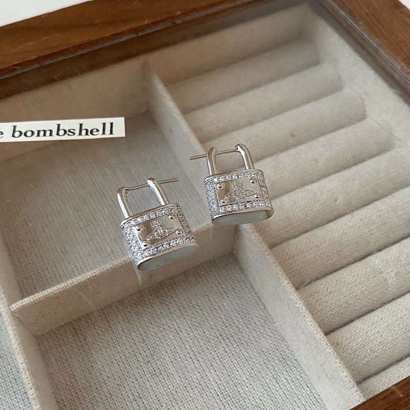 Vivienne Westwood Orb Lock Silver Drop Earrings view