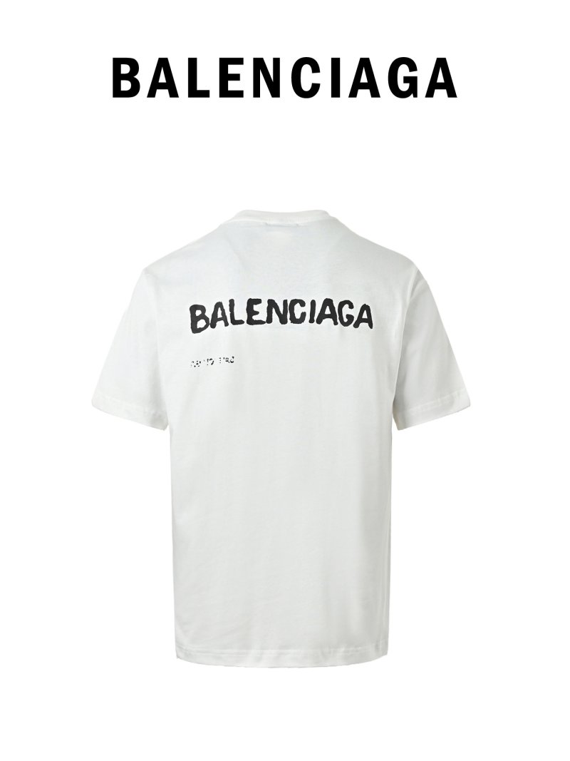Balenciaga Blurred Logo Print White T-Shirt view