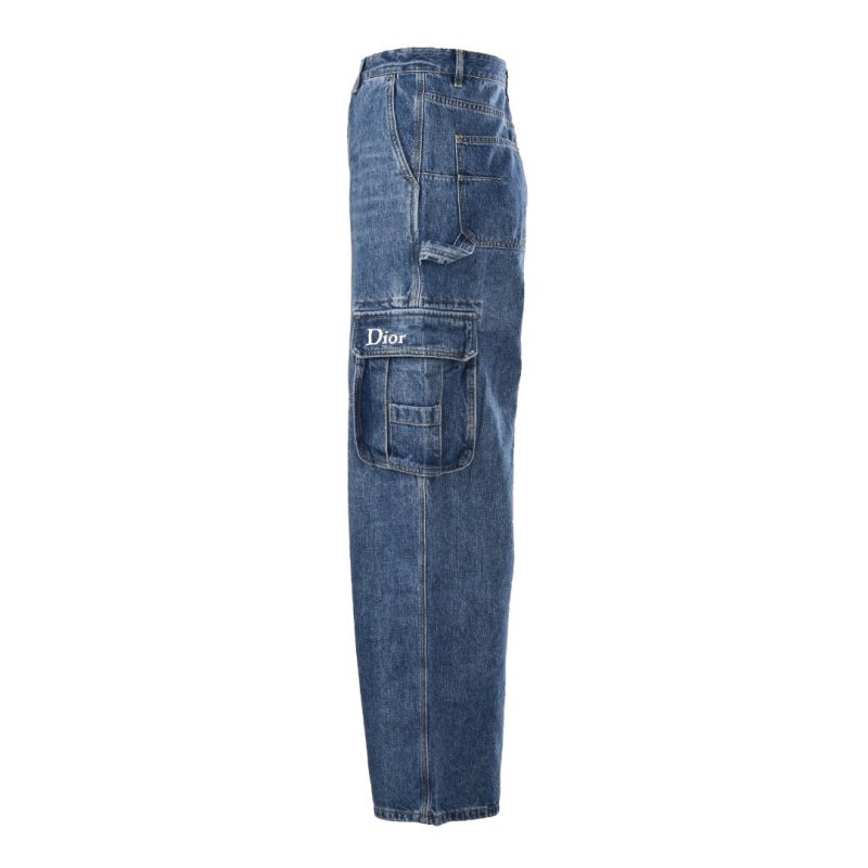 Dior Cargo Wide-Leg Jeans in Dark Indigo view