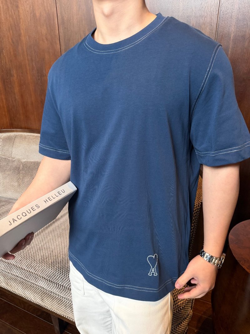 AMI Indigo Blue Short Sleeve Crewneck T-Shirt