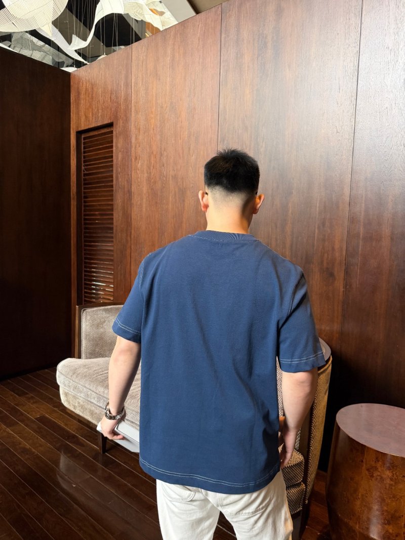 AMI Indigo Blue Short Sleeve Crewneck T-Shirt view
