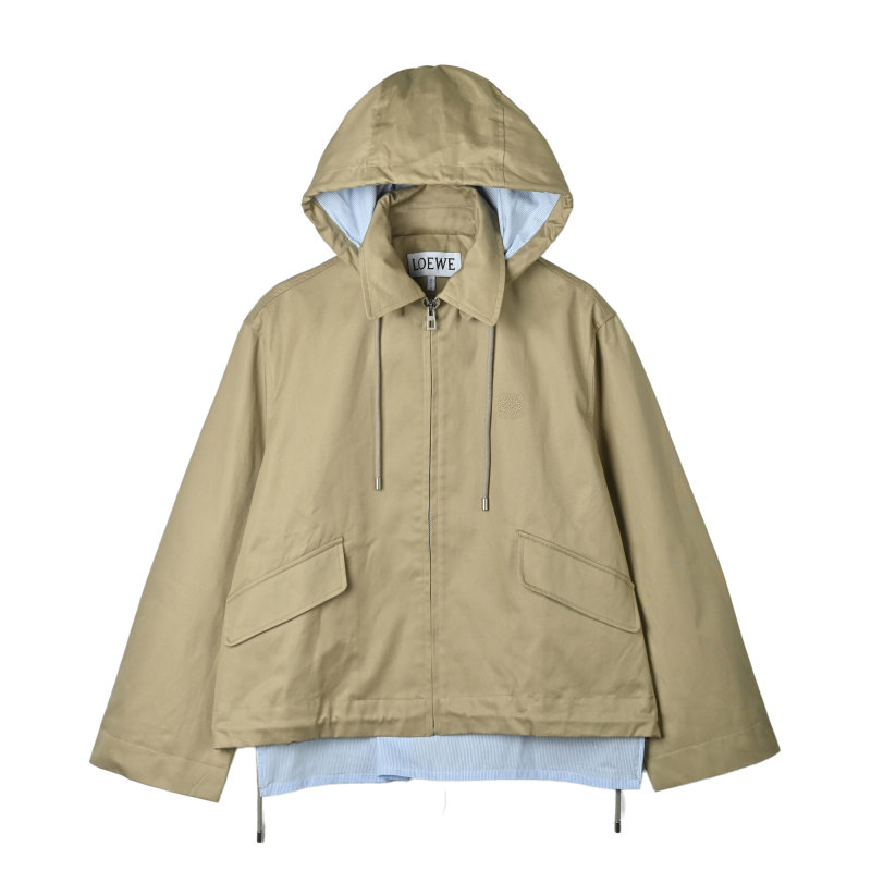 Beige Oversized Zip Windbreaker Jacket view