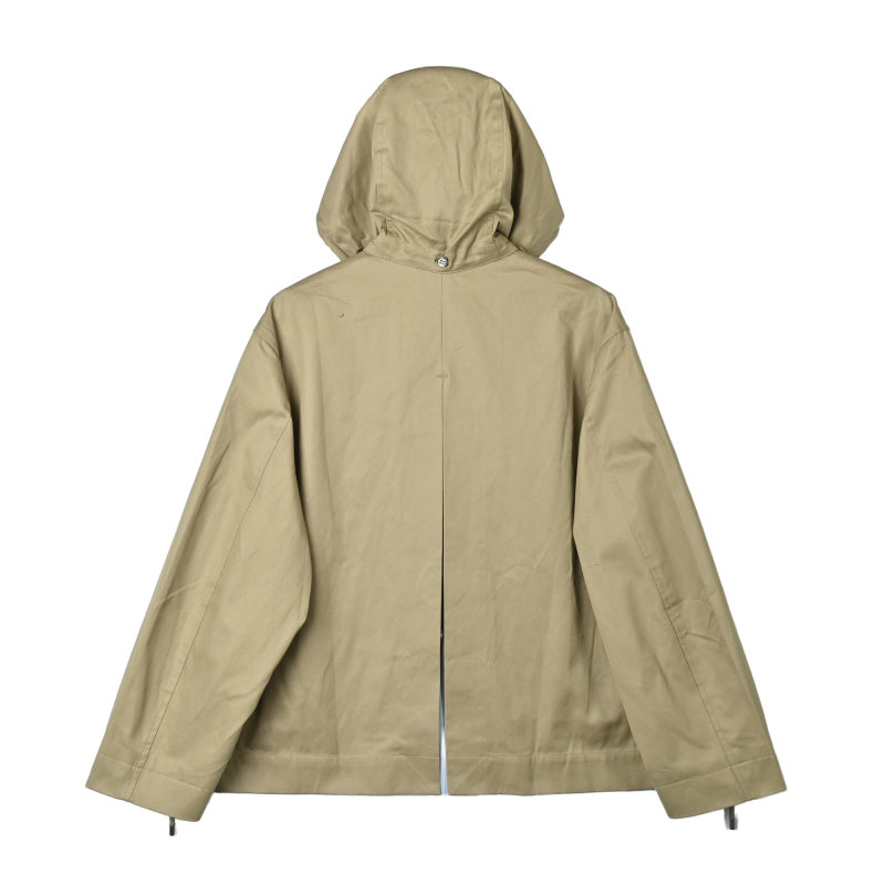 Beige Oversized Zip Windbreaker Jacket view