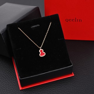 Qeelin Mini Red Carnelian Gourd Pendant Necklace