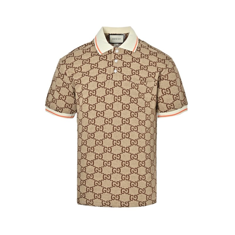 Gucci GG Monogram Cream Short-Sleeve Polo Shirt view