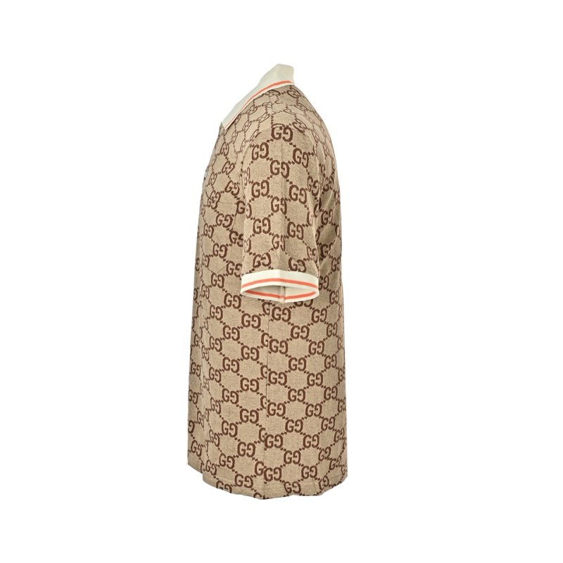 Gucci GG Monogram Cream Short-Sleeve Polo Shirt view