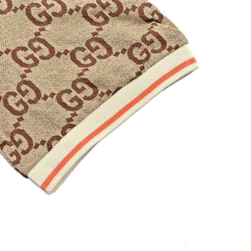 Gucci GG Monogram Cream Short-Sleeve Polo Shirt view