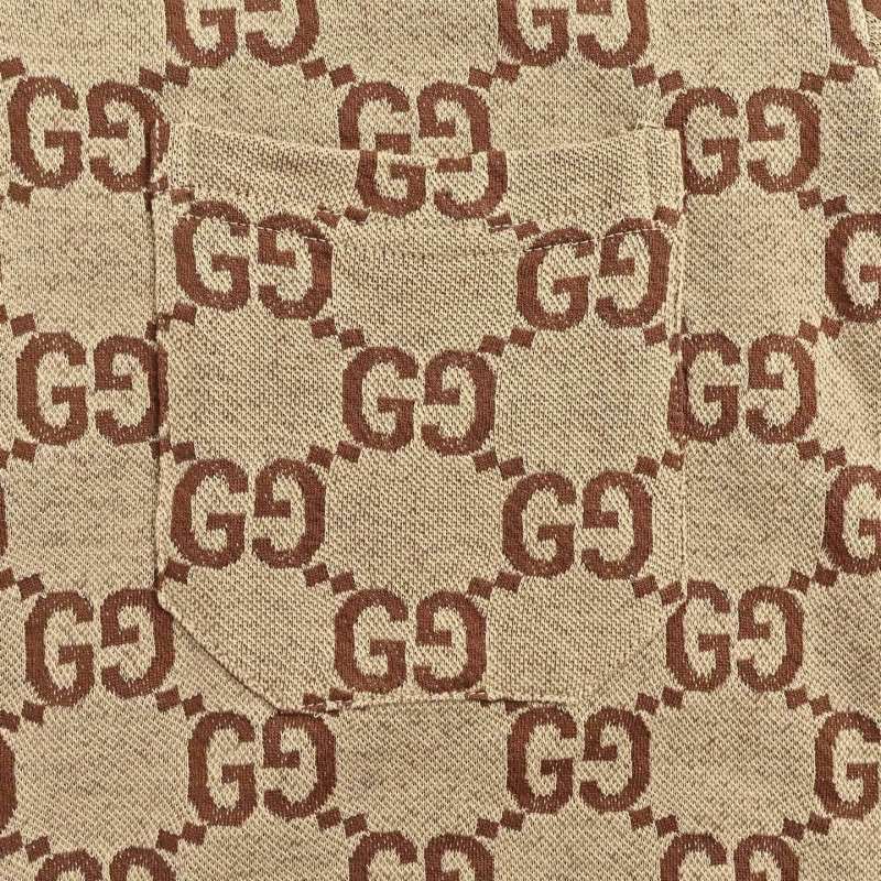 Gucci GG Monogram Cream Short-Sleeve Polo Shirt view