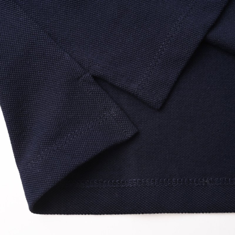 Lacoste Navy Blue Polo T-Shirt with Checkered Sleeves view