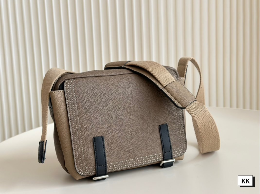 Loewe Napa Leather Messenger Bag with Embroidered Strap - Black view