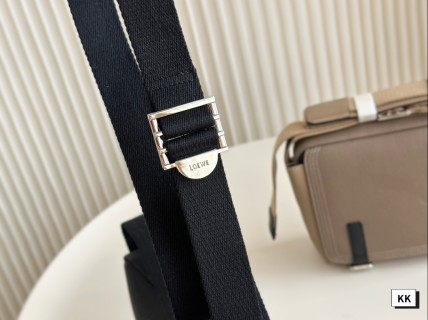 Loewe Napa Leather Messenger Bag with Embroidered Strap - Black view 4