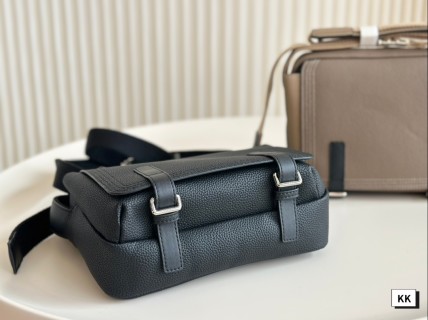 Loewe Napa Leather Messenger Bag with Embroidered Strap - Black view 6