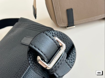 Loewe Napa Leather Messenger Bag with Embroidered Strap - Black view 7