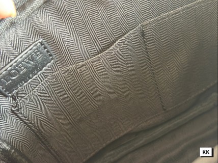 Loewe Napa Leather Messenger Bag with Embroidered Strap - Black view 8