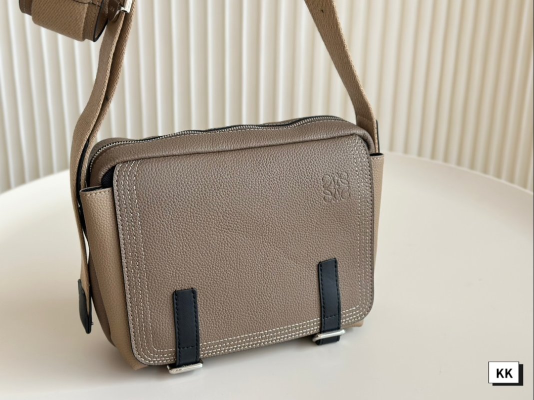 Loewe Napa Leather Messenger Bag with Embroidered Strap - Black view