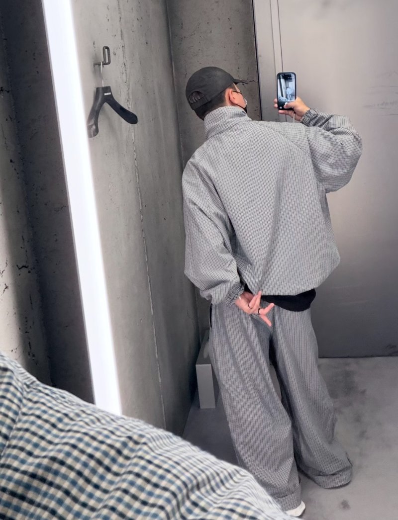 Grey Textured Relaxed Fit Trousers view