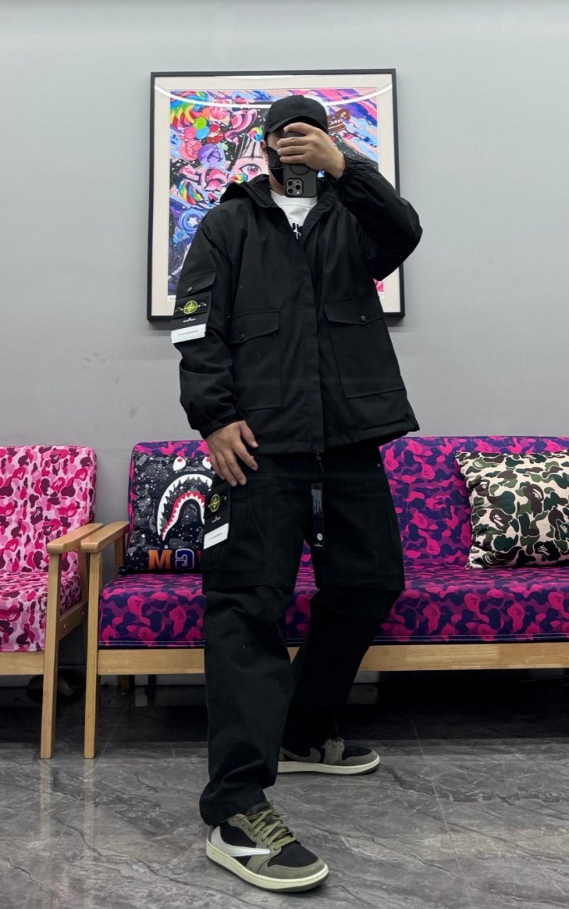 Stone Island Black Nylon Utility Jacket