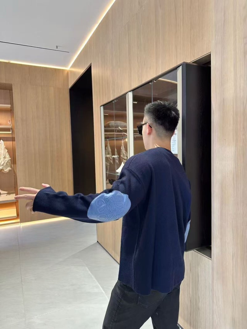 Navy Crewneck Wool Blend Sweater view