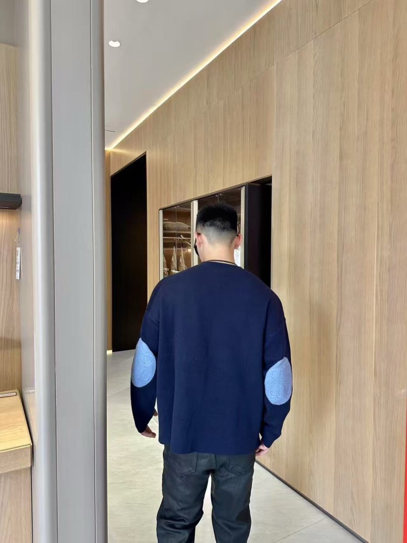 Navy Crewneck Wool Blend Sweater view