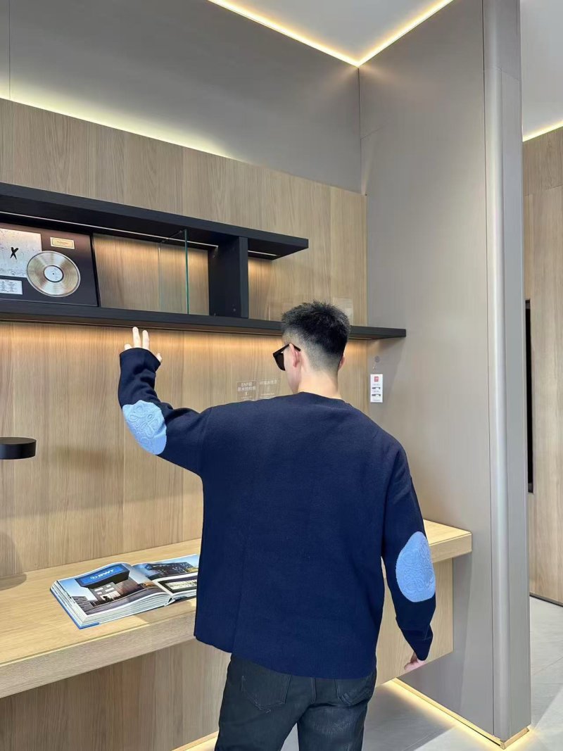 Navy Crewneck Wool Blend Sweater view