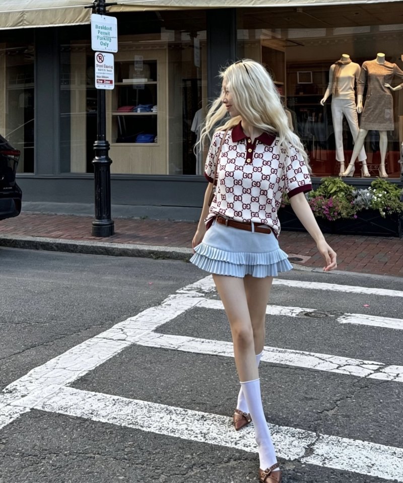 Gucci GG Monogram Polo T-Shirt Burgundy White view