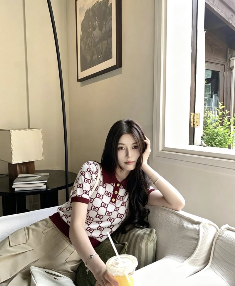 Gucci GG Monogram Polo T-Shirt Burgundy White view