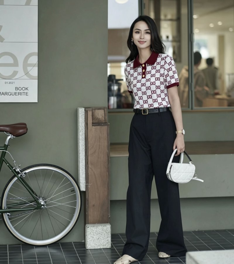 Gucci GG Monogram Polo T-Shirt Burgundy White view