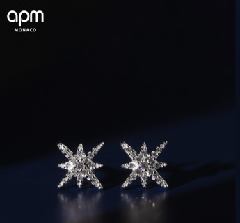 APM Monaco Six-Point Star Crystal Stud Earrings Silver view 7