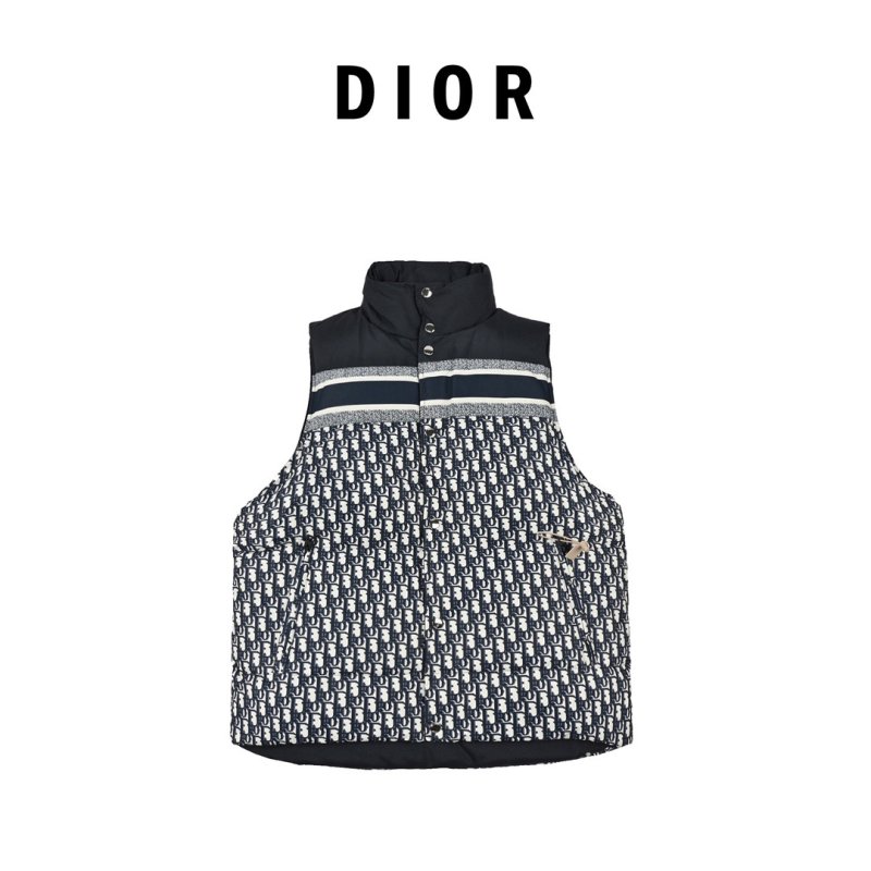 Dior Monogram Down Puffer Vest Black Beige view