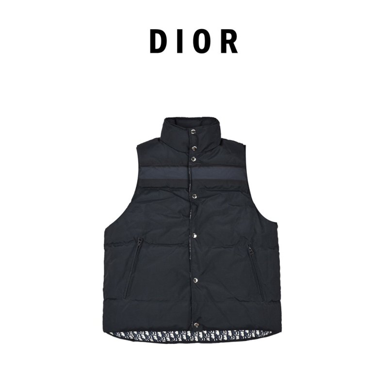 Dior Monogram Down Puffer Vest Black Beige view