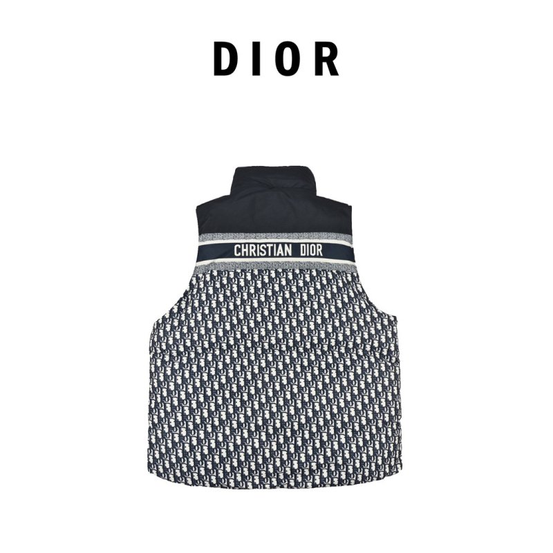 Dior Monogram Down Puffer Vest Black Beige view