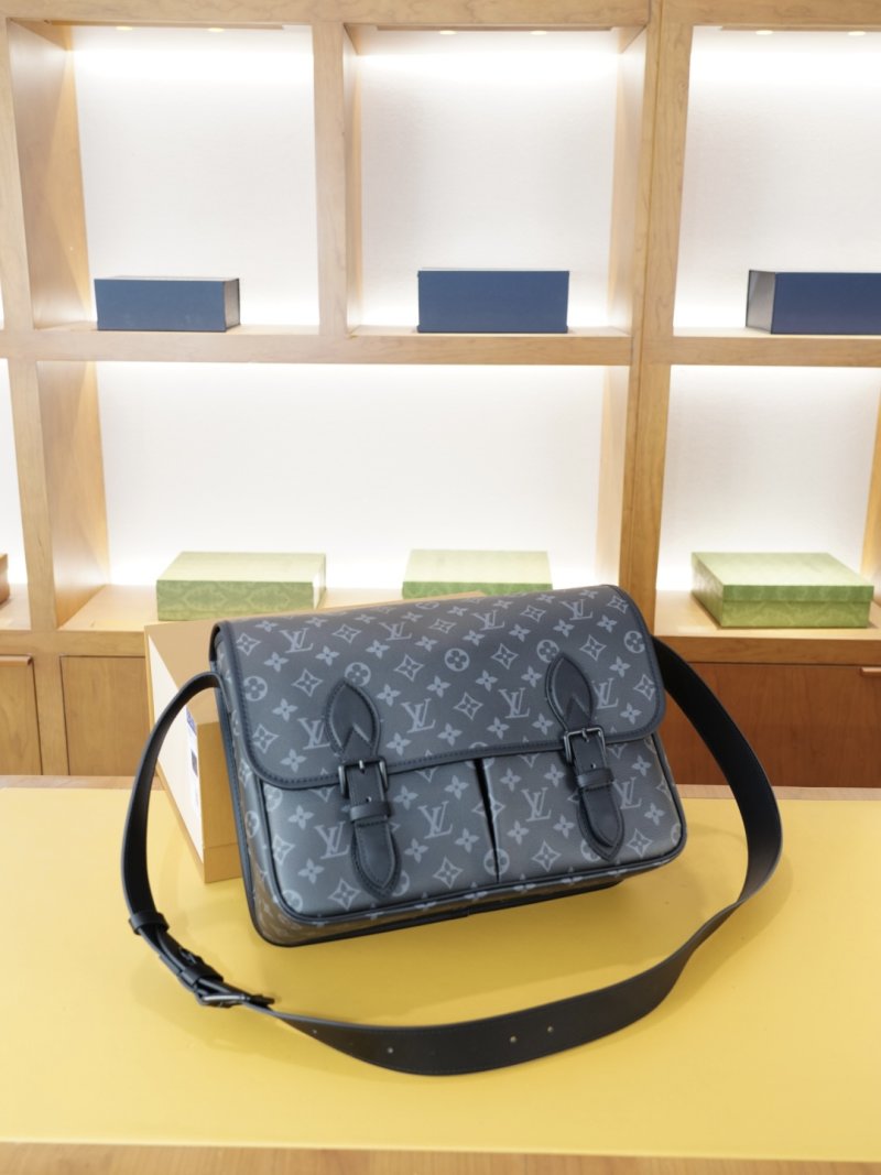 Louis Vuitton Monogram Canvas Crossbody Shoulder Bag Grey