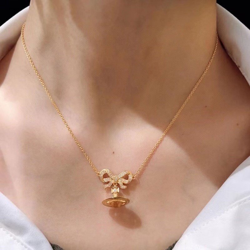 Vivienne Westwood Saturn Bow Gold Necklace