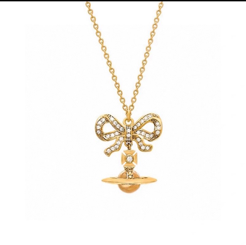 Vivienne Westwood Saturn Bow Gold Necklace view