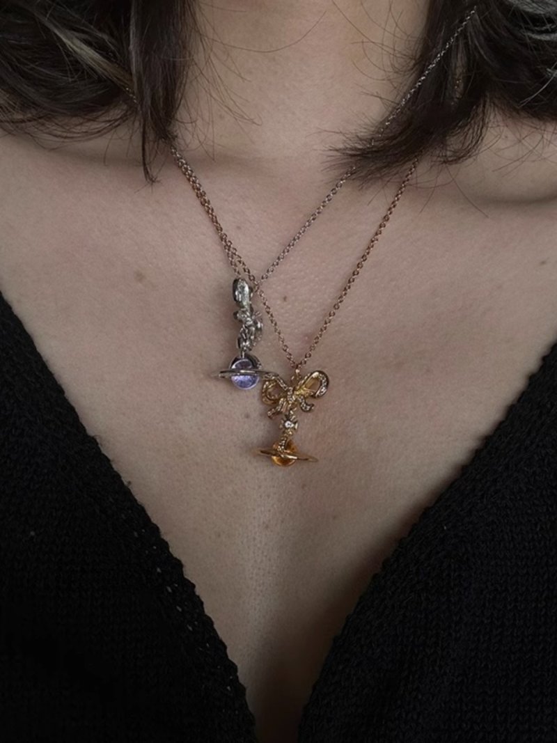 Vivienne Westwood Saturn Bow Gold Necklace view