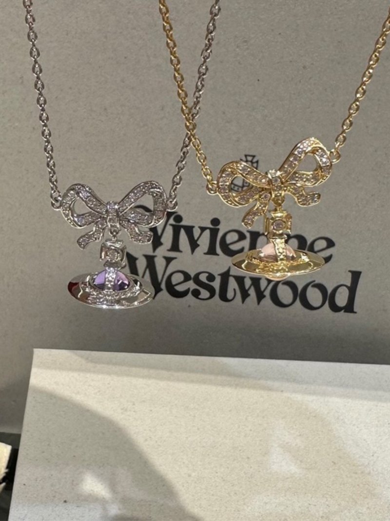 Vivienne Westwood Saturn Bow Gold Necklace view