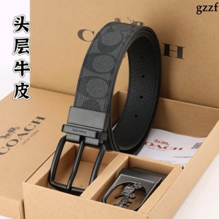 Coach Signature Canvas Belt with Dual Buckles - Black/Charcoal view 5