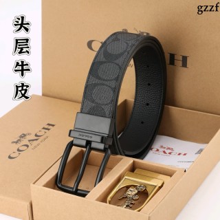 Coach Signature Canvas Belt with Dual Buckles - Black/Charcoal view 6