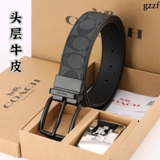 Coach Signature Canvas Belt with Dual Buckles - Black/Charcoal view 7