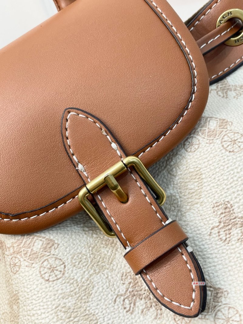Coach Harper Mini Backpack Cream Signature with Brown Leather view