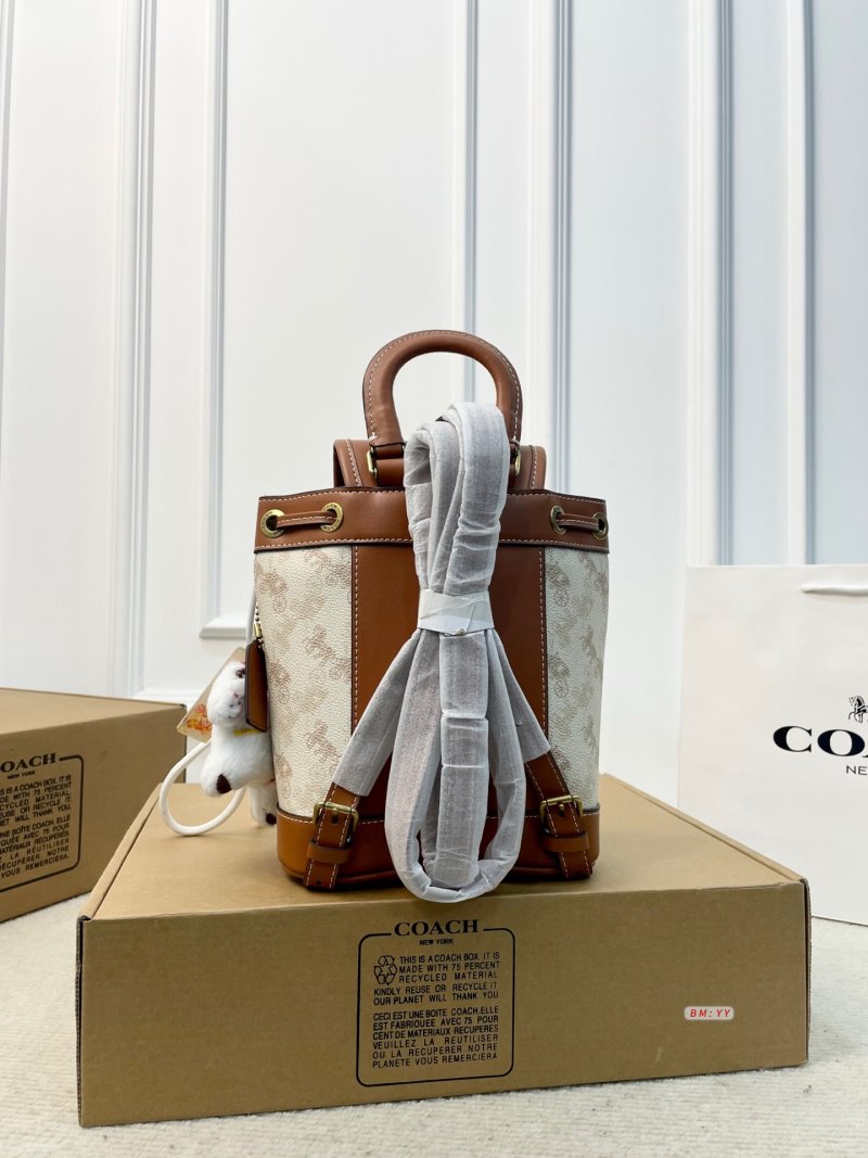 Coach Harper Mini Backpack Cream Signature with Brown Leather view