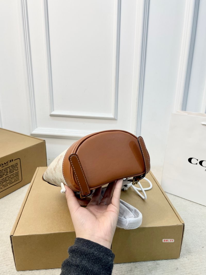 Coach Harper Mini Backpack Cream Signature with Brown Leather view